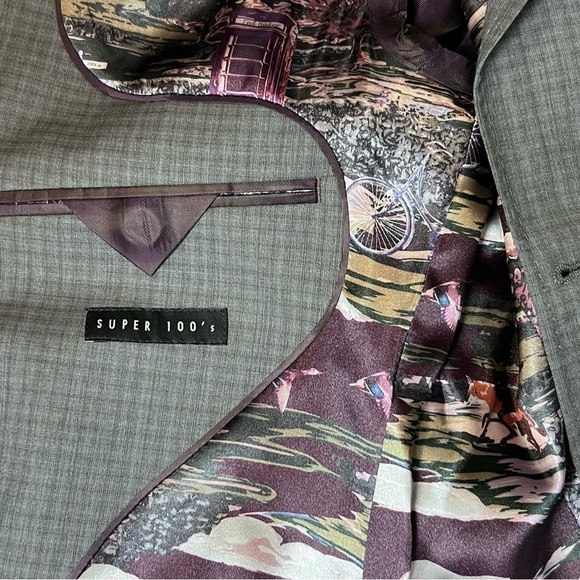 NWT TED BAKER 100% Wool Charcoal Plaid Check Blazer Performance Jacket 36R - Picture 11 of 13